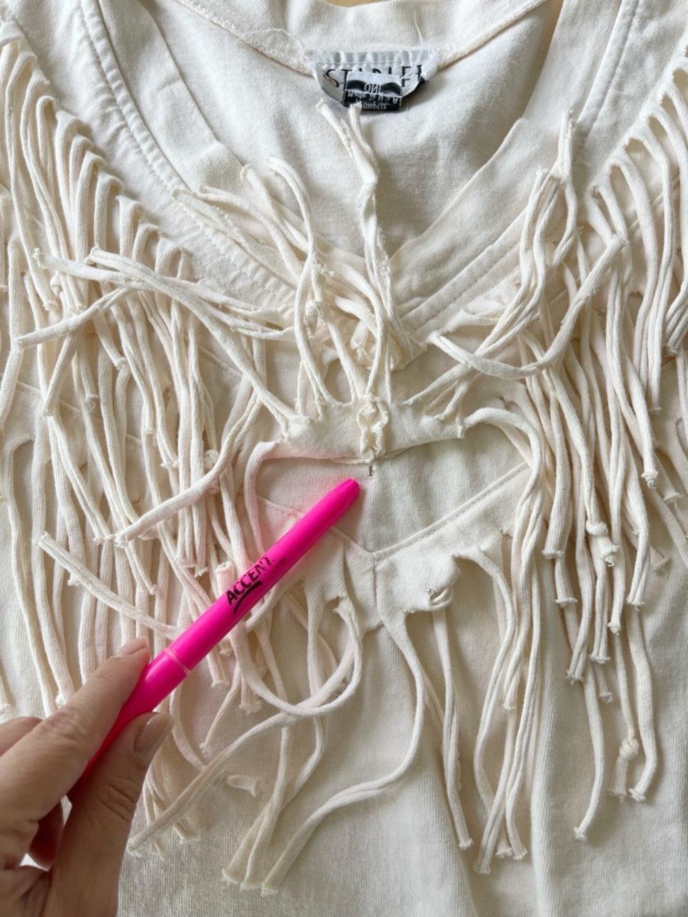 Fringe V-Neck Vintage Western Boho Festival Top in Cream - Picture 8 of 10